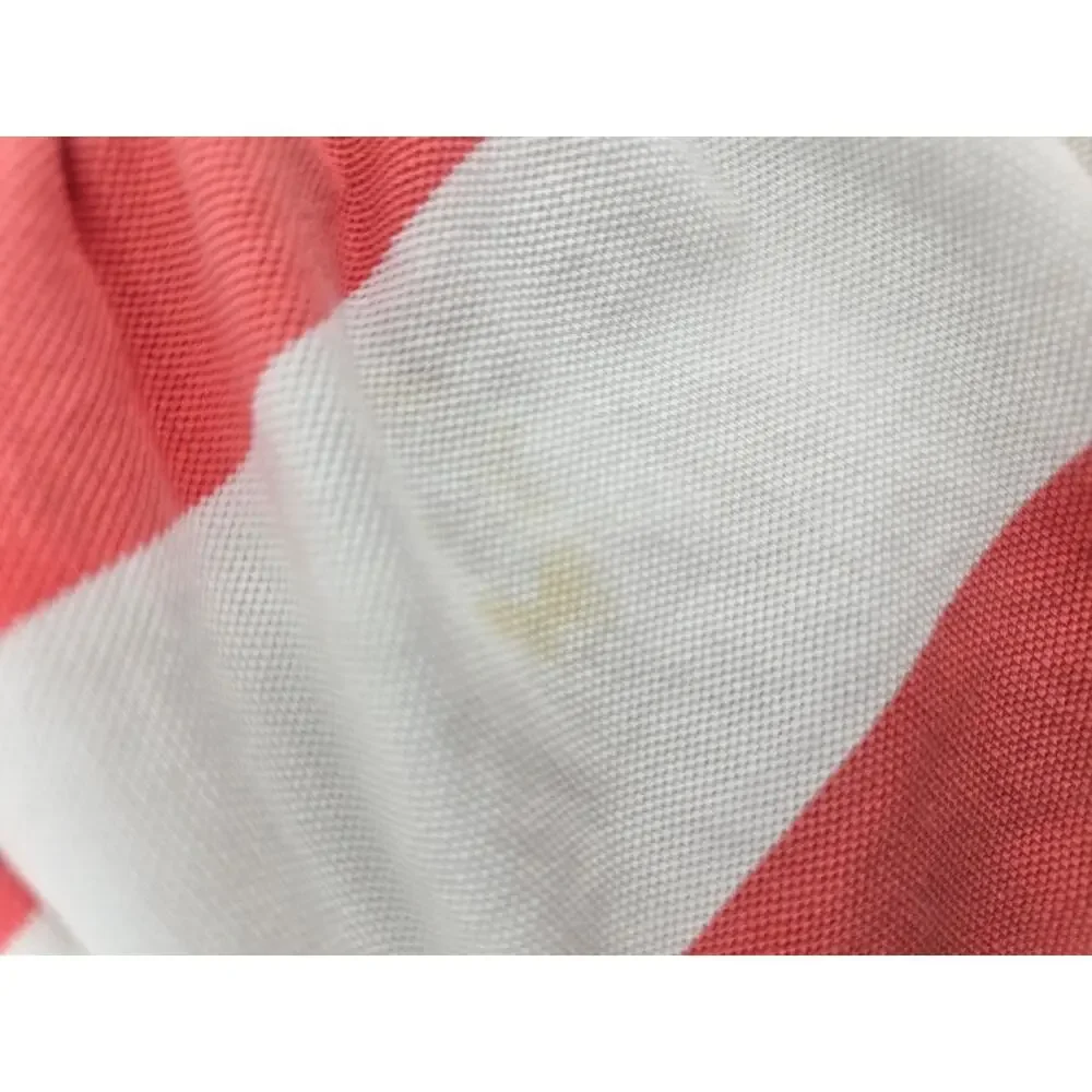 Joules Girls Striped Polo Dress Size 11 Coral‎ White Preppy Ruffle Hem Cotton
